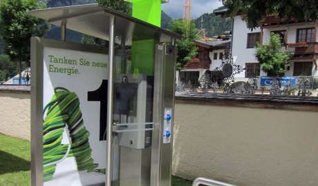 A1 EV car charging station from repurposed phone booth