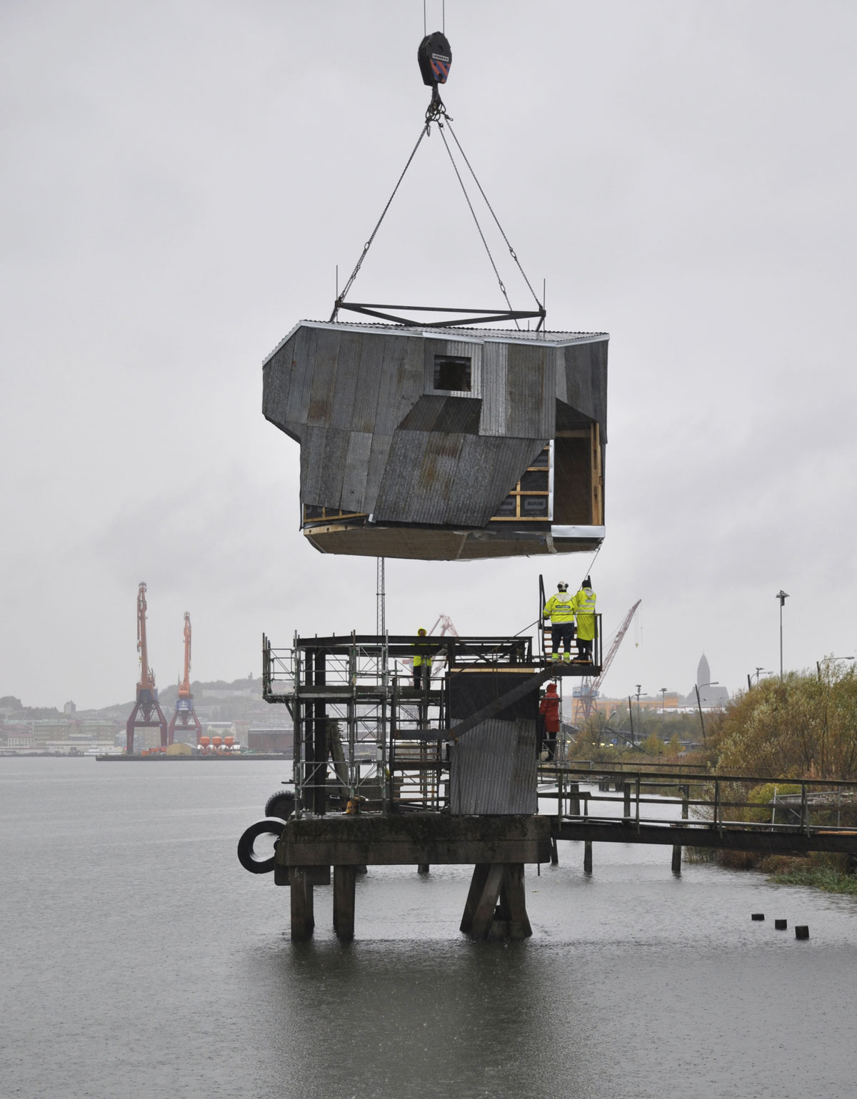 New Use for Shipping Infrastructure: Public Sauna in Göteborg, Sweden by Raumlaborberlin