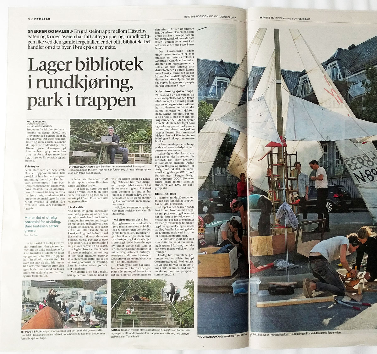 Media coverage of Reprogramming the City workshop activity in Bergen, Norway.