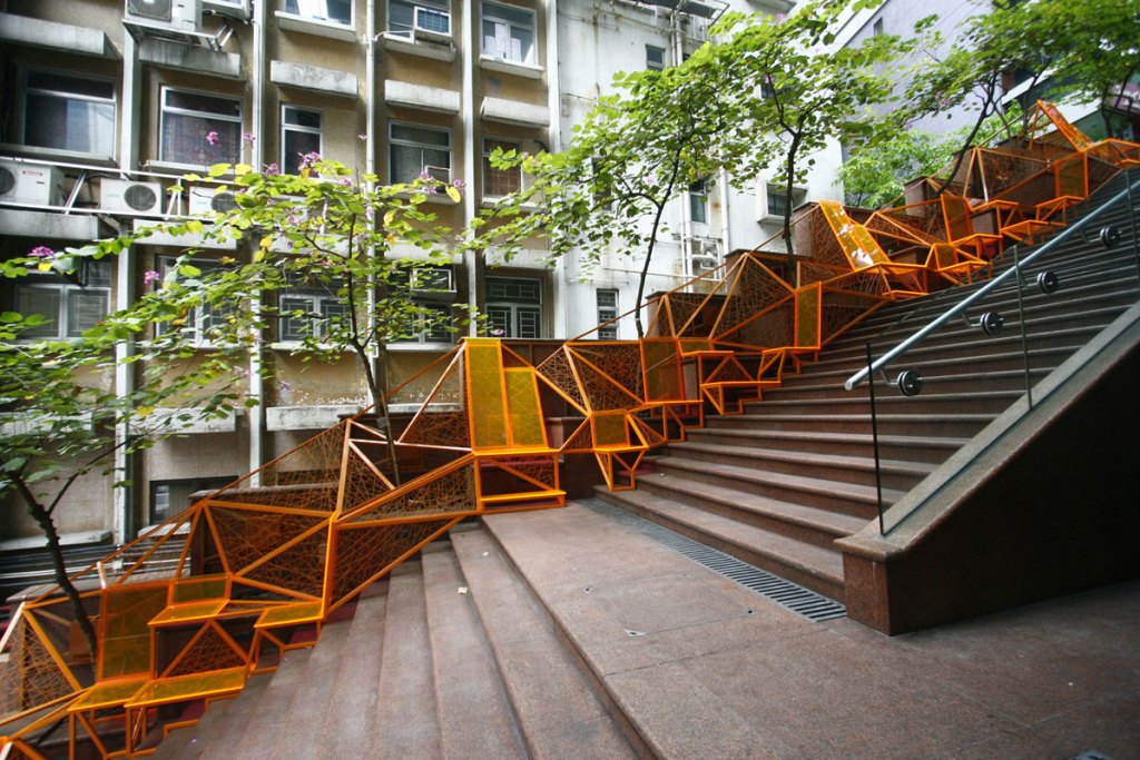 Urban Reuse: The Cascade, Hong Kong, a business stairway transformed into a mini urban park